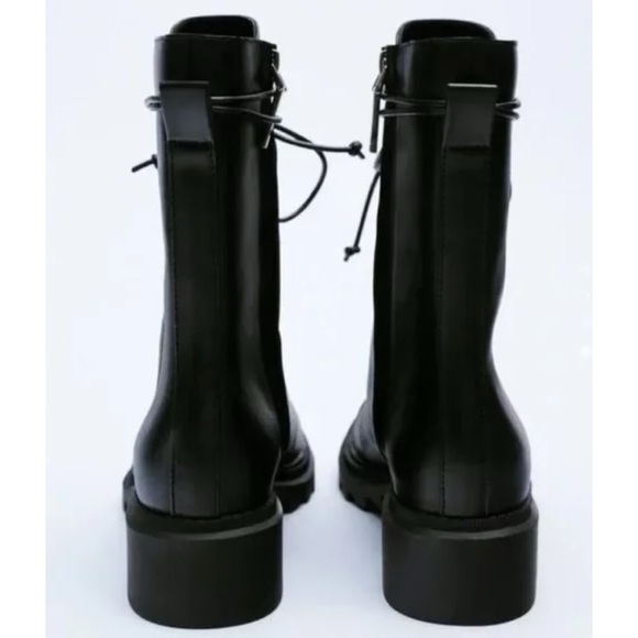 ZARA Women's Black Faux Leather Grunge/Combat Boots – Size 42 (US 12) – NWOT - Picture 2 of 6